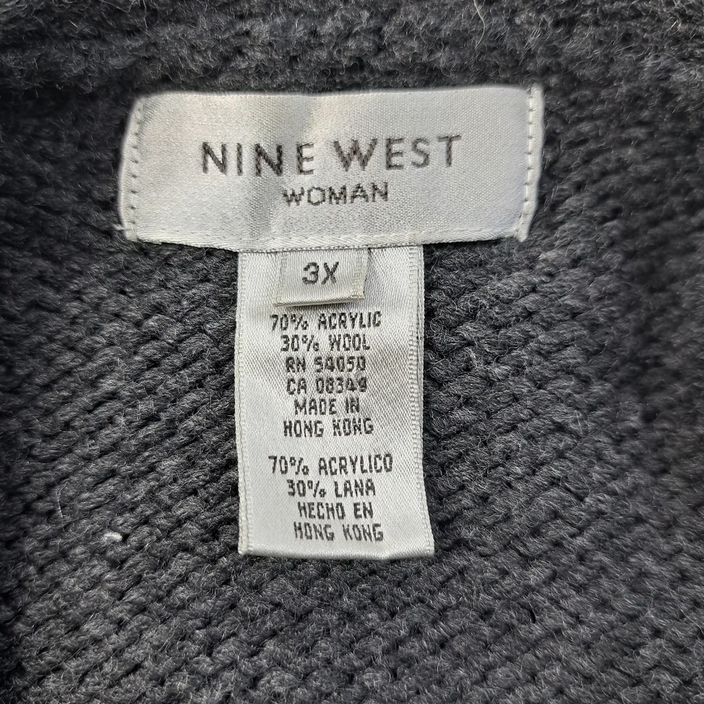 Nine West Women's Faux Pearls Embossed Charcoal Sweater/Cardigan Size 3X - Picture 13 of 15